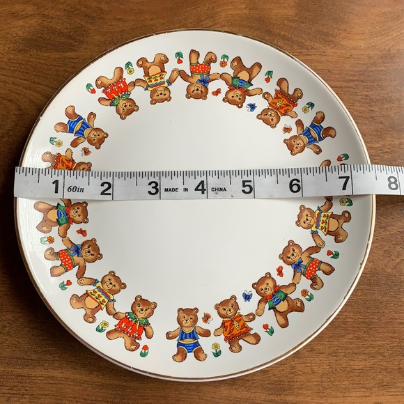 Vintage Kids Teddy Bear plate bowl cup set Child’s stone we are serving set 1985 - Picture 4 of 15